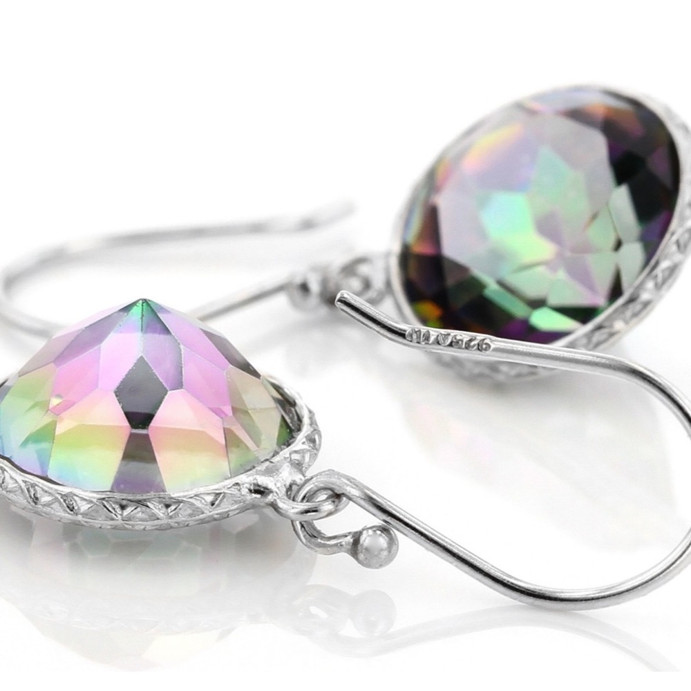 Multi-Color Quartz Rhodium Over Sterling Silver Solitaire Earrings 8.00ctw - Picture 5 of 5